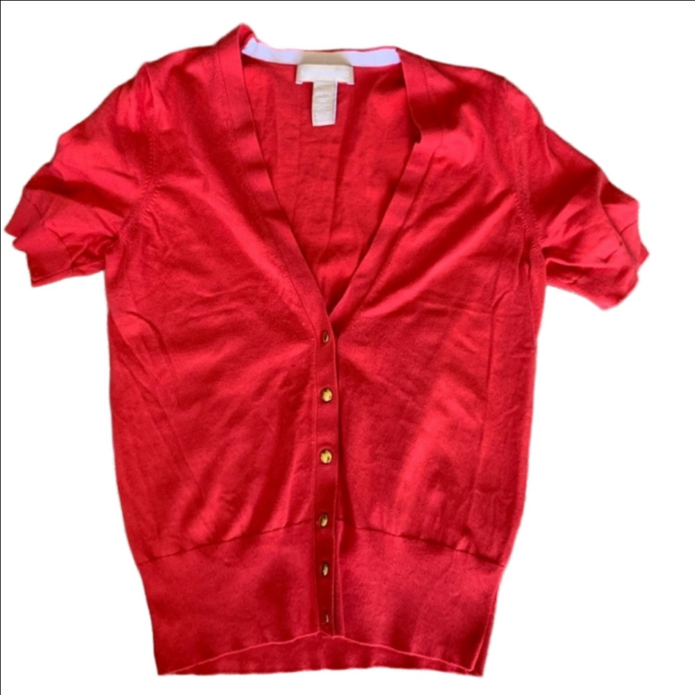 ​Banana Republic Red V-Neck Button Front Cardigan Sweater Petite XS